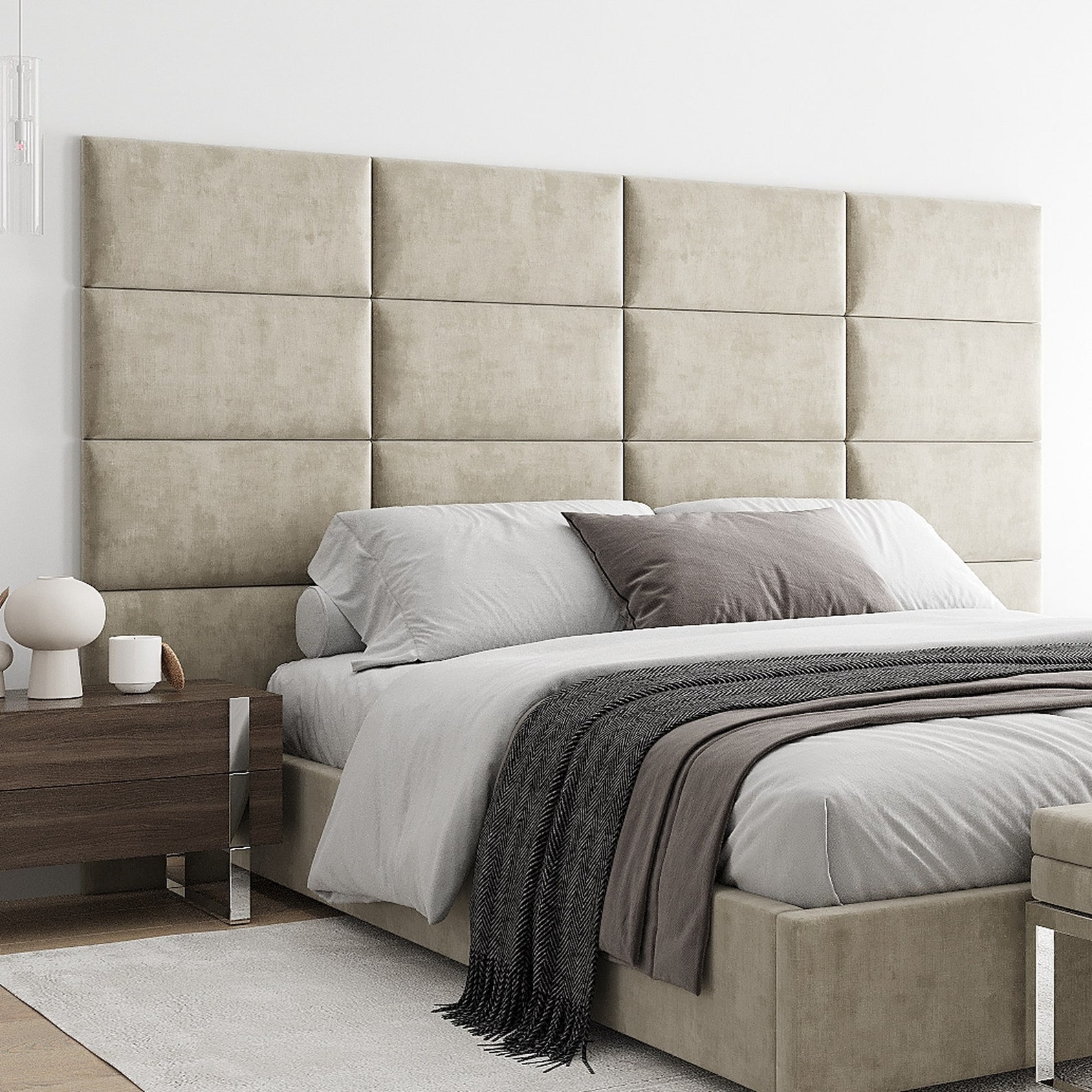 Upholstered Wall Cushion Creme 60x30 Velvet Padded Headboard Etsy