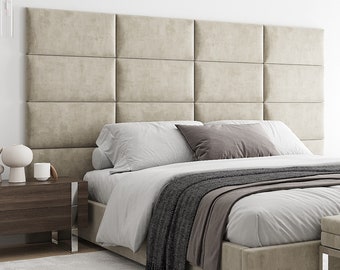 Wandkissen Samt Creme 60x30 Kopfteil Bett gepolstert - Wandpaneel - Paneel - Wandverkleidung - Wanddekoration Wanddeko - Polster