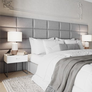 Wall cushion woven fabric light gray 60x30 upholstered headboard bed - wall protection - sound absorber - wall covering - wall panel