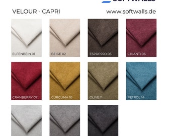 Stoffmuster Capri Velour - Für die Softwalls® Wandpolster / Bettbank / Kissenbezug