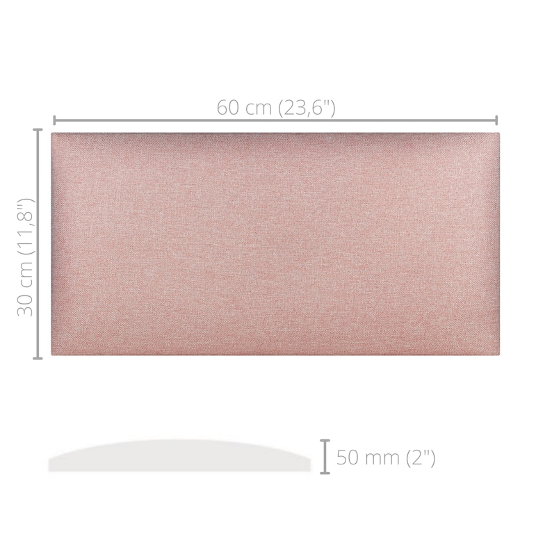 Wandpolster Webstoff Rosa 60x30 gepolstertes Kopfteil Bett Wandkissen Wandschutz Schallabsorber Wandverkleidung Wandpaneel Bild 3