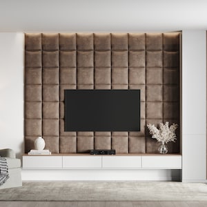 Wall cushion leather brown 30x30 cm wall pillow headboard bed panel