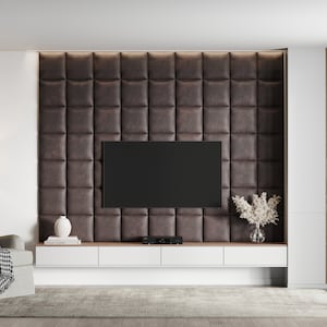 Wall cushion leather dark brown 30x30 cm wall pillow headboard bed panel