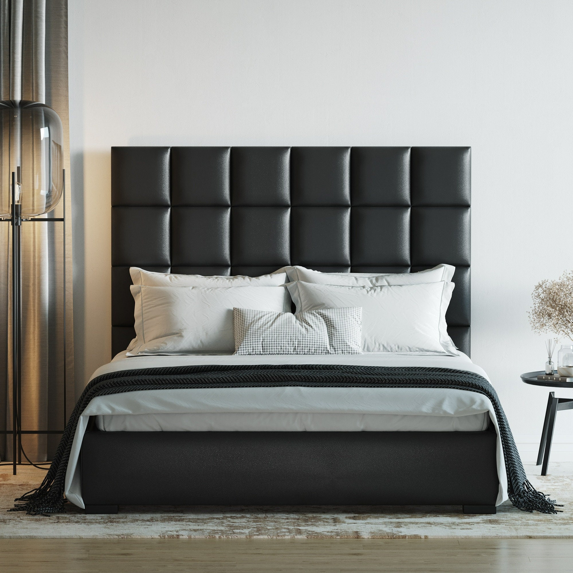Cuscino da parete in pelle nera 30 x 30 cm cuscino da parete cuscino  testiera pannello da parete pannello da parete protezione fonoassorbente -   Italia