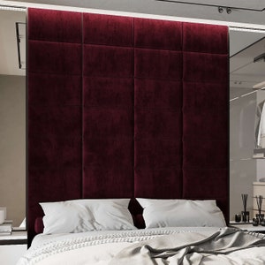 Upholstered wall cushion bordeaux 50x30 velvet padded headboard bed - wall decor - sound absorber - wall covering - wall panel
