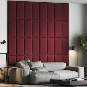 Wall cushion velour red 60x30 cm - wall cushion with extra soft 50 mm padding