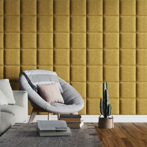 Wall cushion velour turmeric 30x30 cm - wall cushion with extra soft 50 mm padding