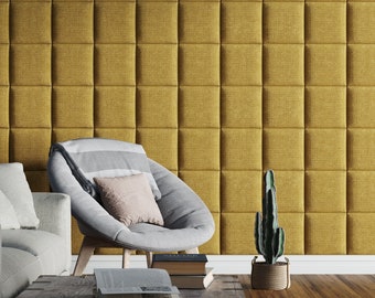 Wall cushion velour turmeric 30x30 cm - wall cushion with extra soft 50 mm padding