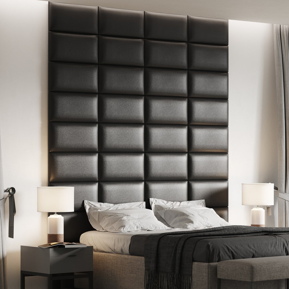 Wall Cushion Leather Black 60x30 Cm Wall Pillow Headboard Bed Panel ...