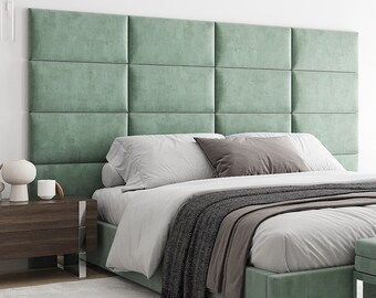 Upholstered wall cushion mint 60x30 velvet padded headboard bed - wall decor - sound absorber - wall covering - wall panel