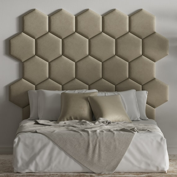 Wandpolster Hexagon Goldgelb gepolstertes Kopfteil Bett Wandkissen