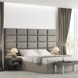 Upholstered wall cushion light grey 60x30 velvet padded headboard bed - wall decor - sound absorber - wall covering - wall panel