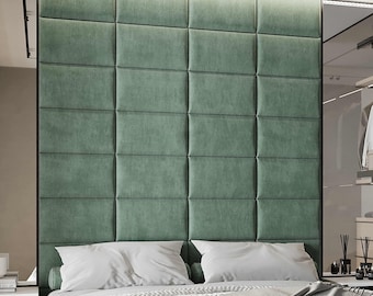 Upholstered wall cushion mint 50x30 velvet padded headboard bed - wall decor - sound absorber - wall covering - wall panel