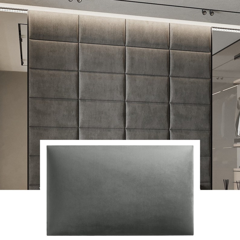 Wall cushion upholstery light grey 50x30 headboard bed padded Etsy