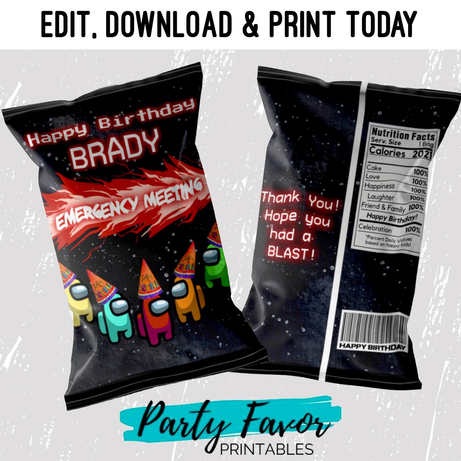 Among us party chip bag template among us party favors among etsy