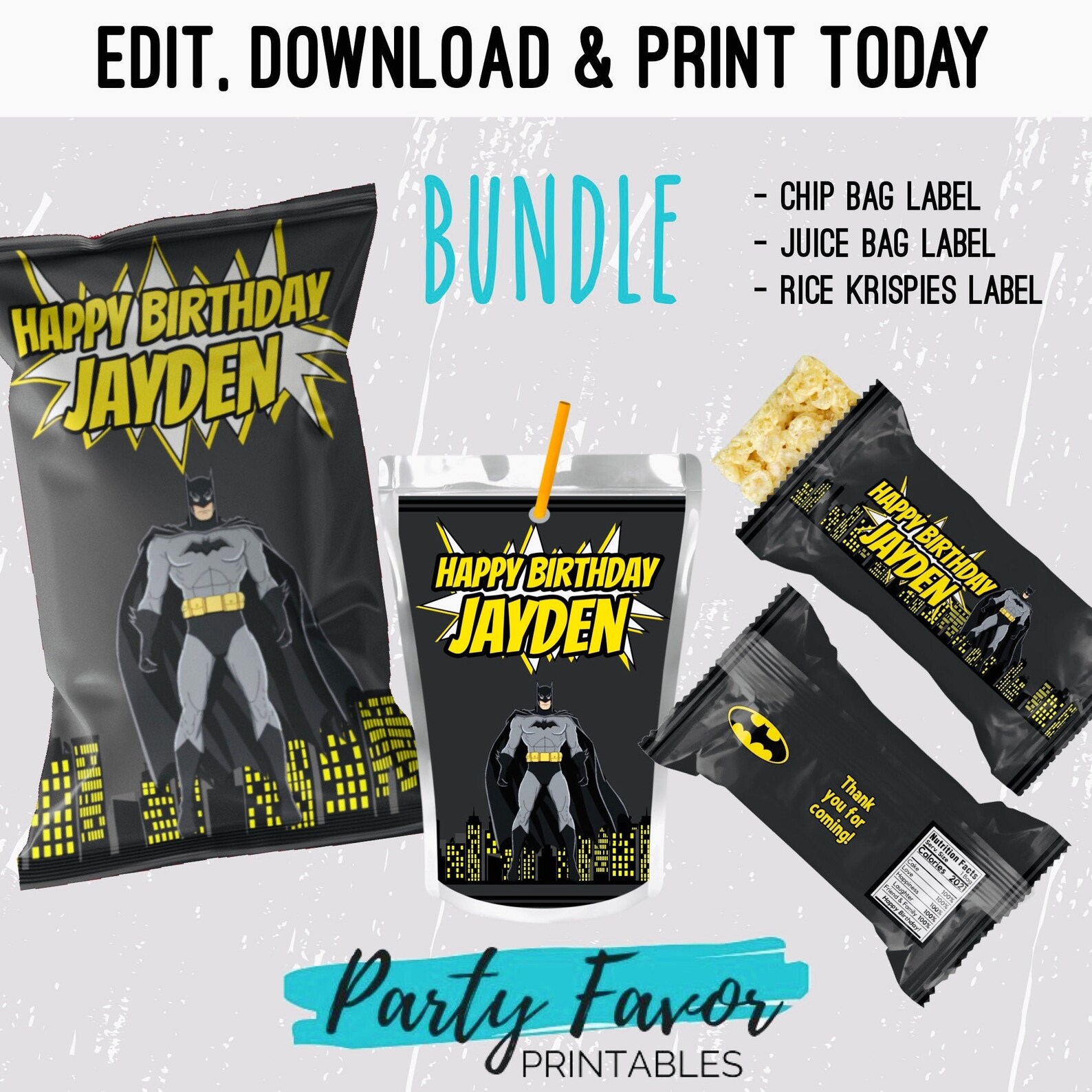 BUNDLE Batman Chip Bags Batman Birthday Chip Bag Template | Etsy