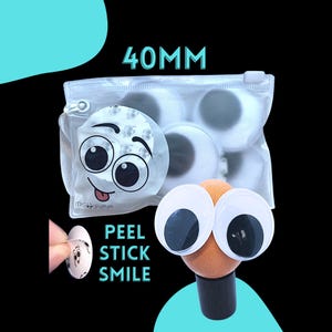 Extra große Wackelaugen in wiederverwendbarer Zip-Beutel 8 STÜCK von 40 mm Peel Stick Wackelaugen Premium Bastelbedarf DIY Projekte Spaß Geschenk Party Dekor