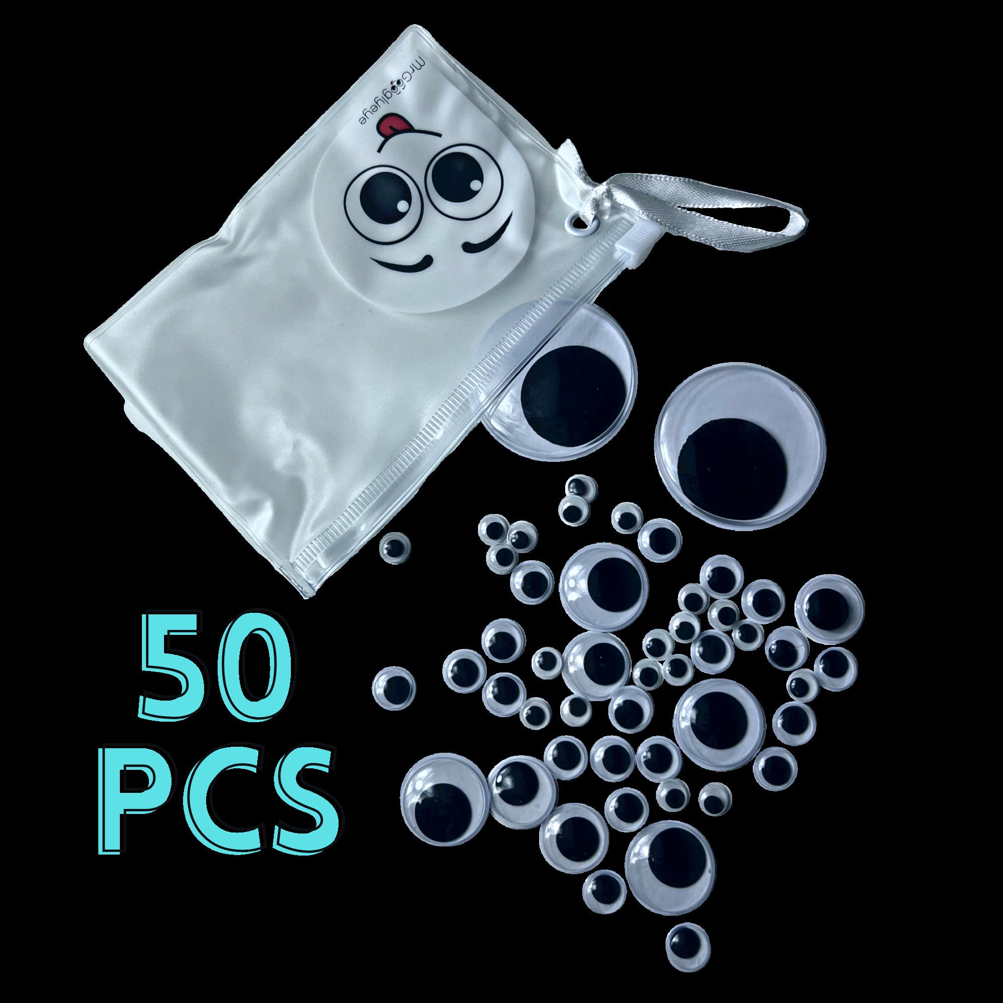 High-quality Googly Eyes Set in Zip Bag 50pcs 7-40mm Eco-friendly & Self- adhesive DIY Crafts Decorations by mrgooglyeye 