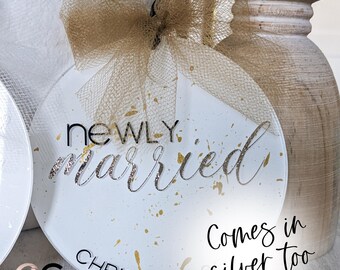 Newly Married Christmas Ornament 2024|Just Married Acrylic Ornament|Married Christmas Acrylic Ornament|Keepsake Christmas Acrylic Ornament