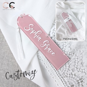 Personalized Acrylic Bookmark with Tassel, Custom Handmade Gift for Bridal Proposals, Party Favours, Kids&#39; Loot Bags & Christmas Stocking