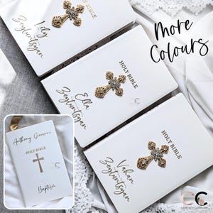 Benutzerdefinierte Bibel-Lesezeichen-Set für Patenkind, Andenken-Bibel personalisiert mit Namen, Taufgeschenke für Patenkind / Patenkind