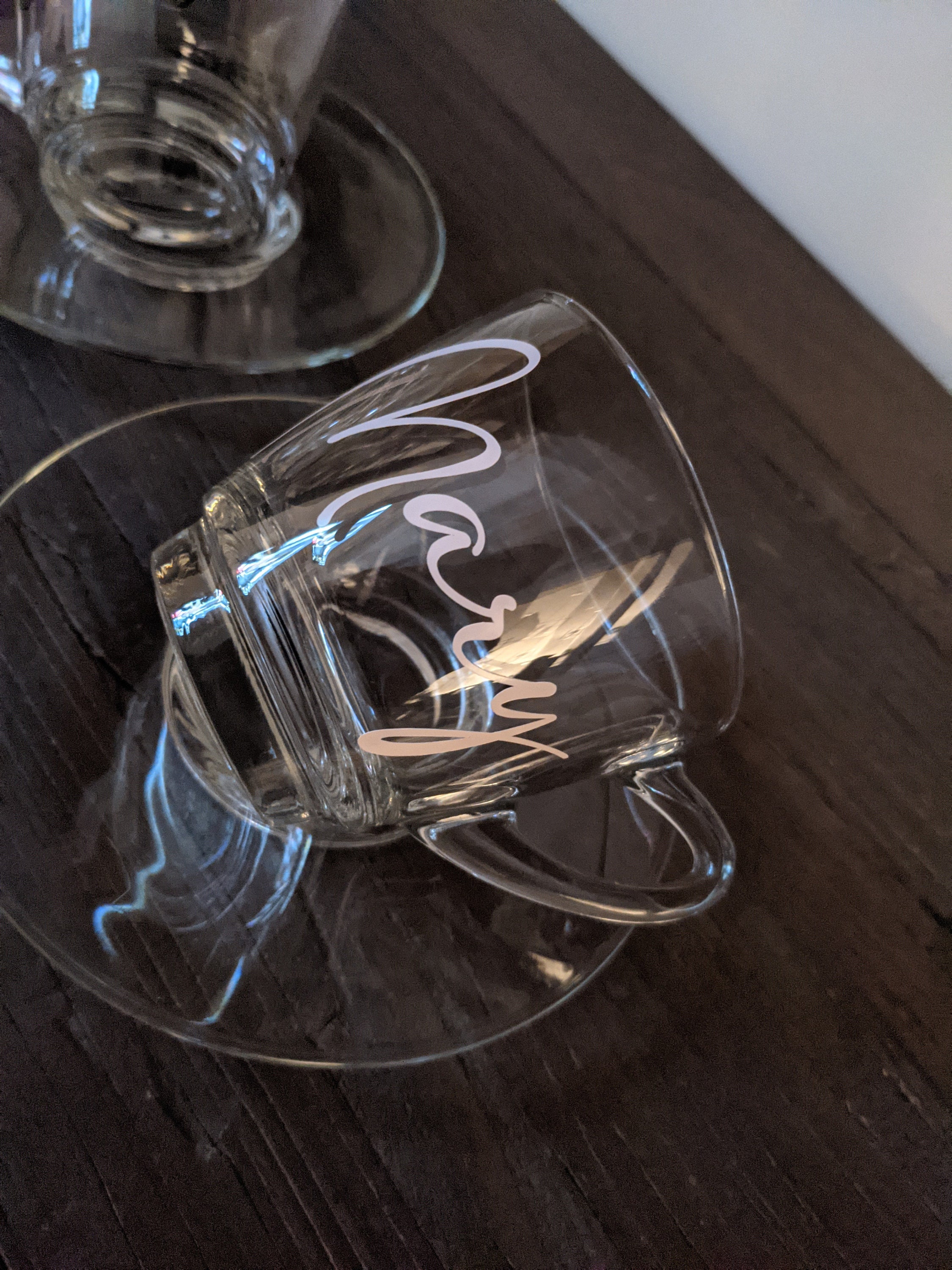 Personalized Glass Coffee Mug with Saucer Custom Glass Mug Etsy