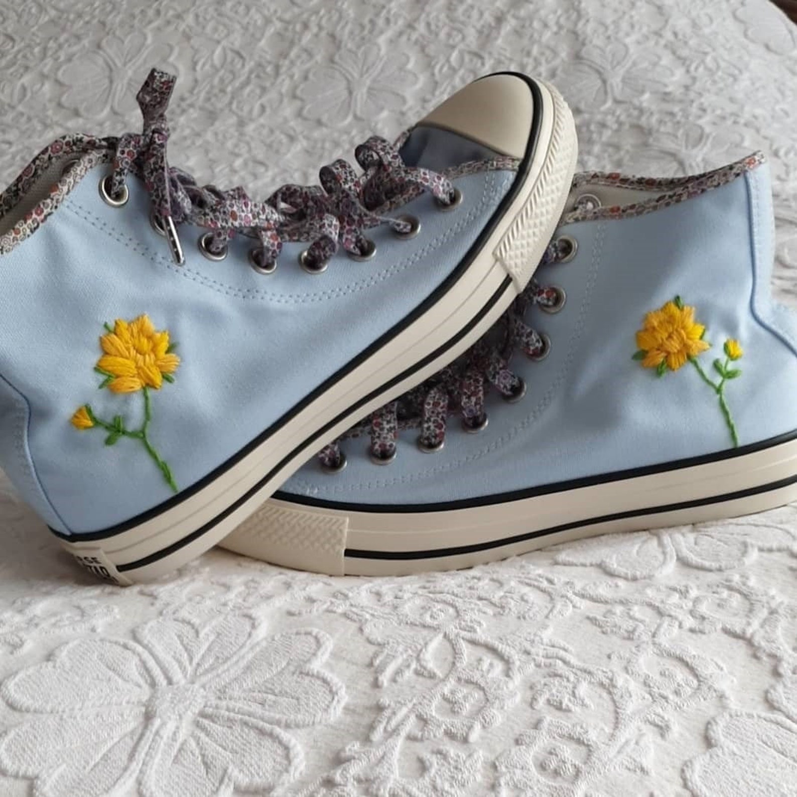 Embroidered Floral Converse Etsy UK