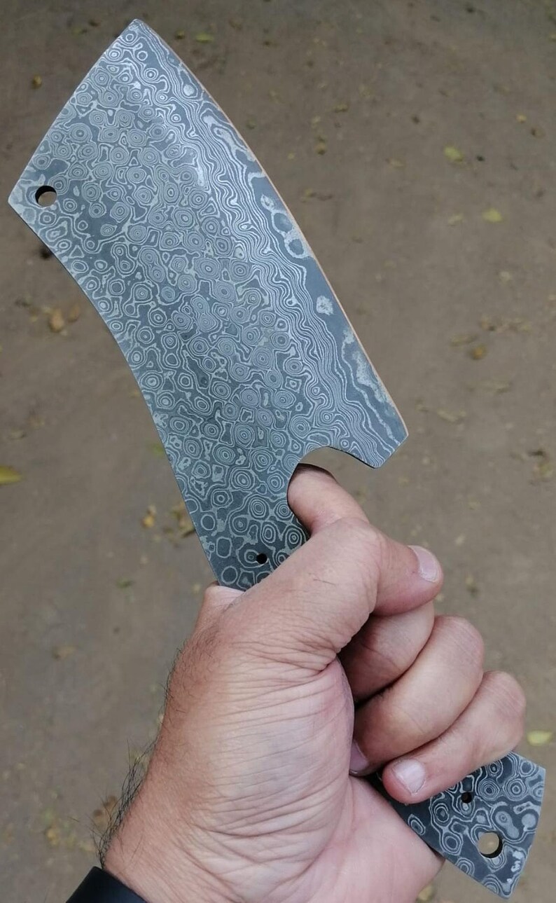 Custom Handmade Chef Cleaver 10 Damascus Steel Chef CleaverChopperMeat Cleaver Blank Blade