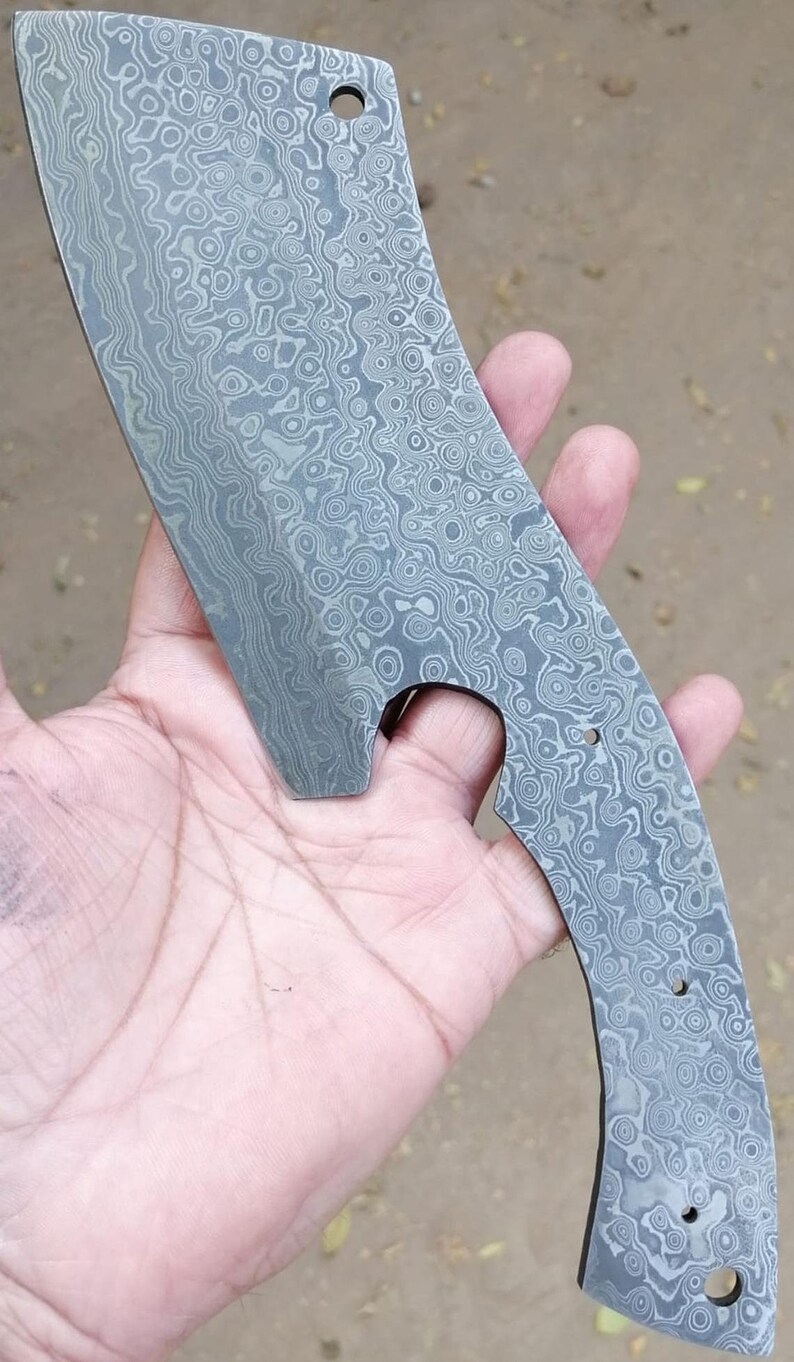 Custom Handmade Chef Cleaver 10 Damascus Steel Chef CleaverChopperMeat Cleaver Blank Blade