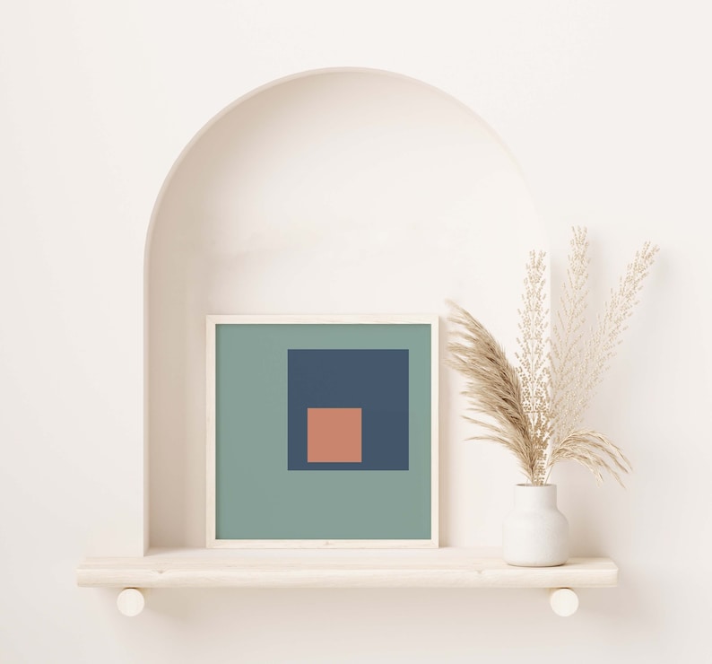Modern Square Art Color Block Art Gallery Wall Set Set of 4 Art Mid