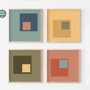 Modern Square Art | Color Block Art | Gallery Wall Set | Set of 4 Art | Mid Century Modern Color Scheme | Square Art Set | Printable Art
