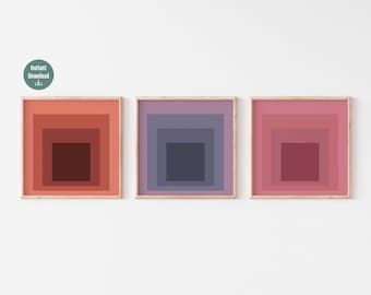 Square Art | Color Block Art | Bold | Gallery Wall | Set of 3 | Modern | Simple