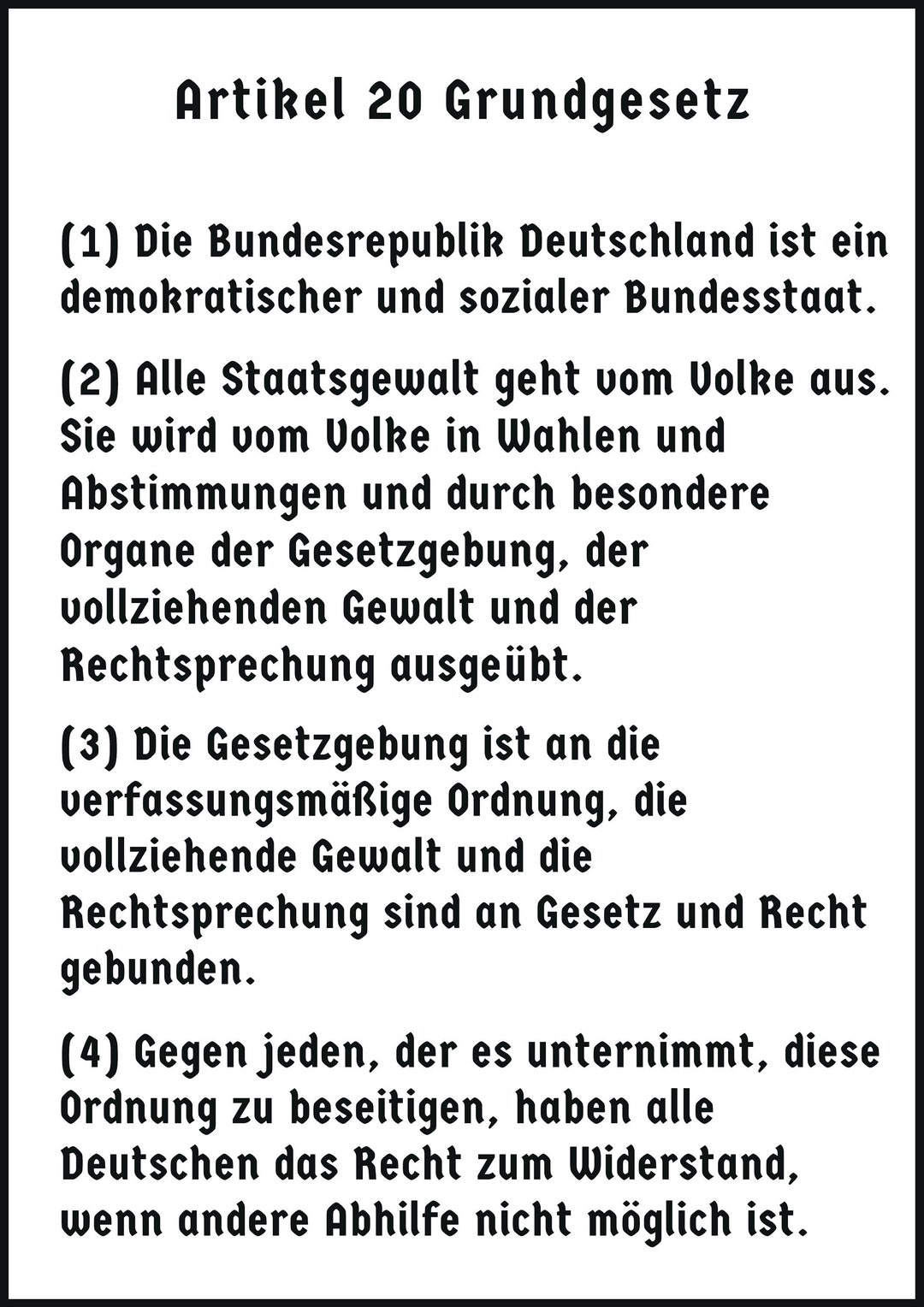 Article 20 Basic Law Germany Law Picture A4 Etsy