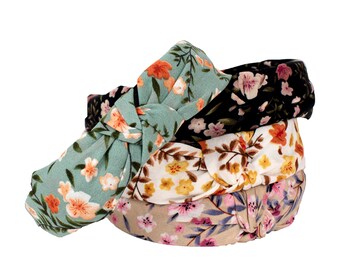 Floral top knot headbands Navy Floral matching headbands Mommy /& Me Navy Floral headband