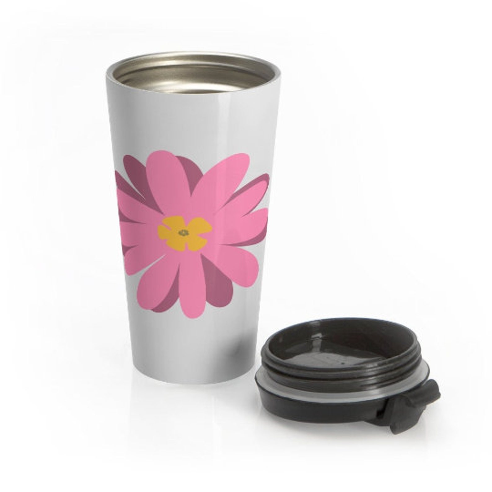 Cute Travel Mug with Lid Hot Cold Tumbler Pink Floral Travel Etsy