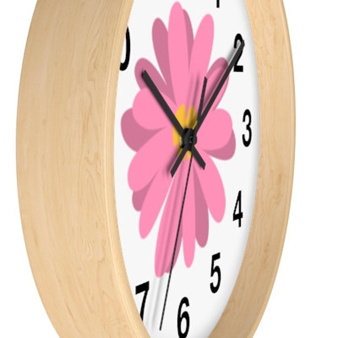 Girl Wall Clock Pink Floral Wall Clock Silent Cottagecore Etsy