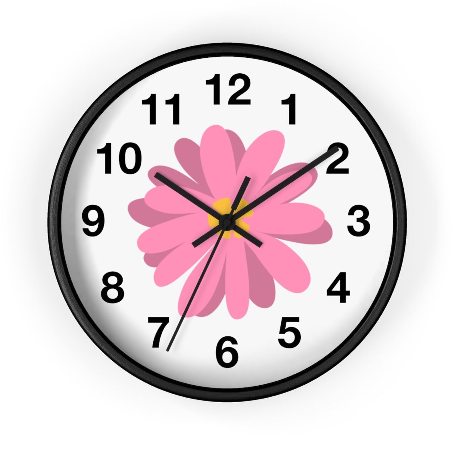 Girl Wall Clock Pink Floral Wall Clock Silent Cottagecore Etsy