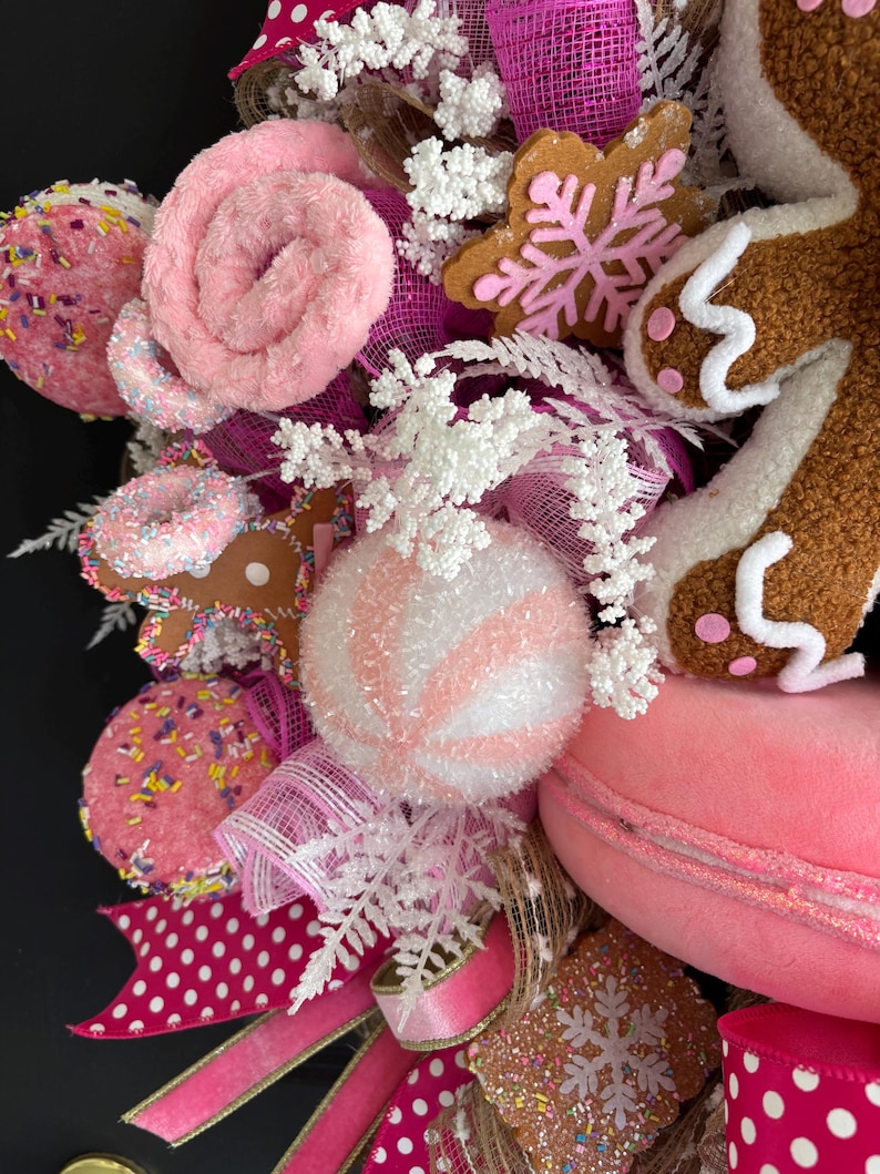 Gingerbread Candyland Christmas Wreath, Holiday Front Door Decor - Etsy