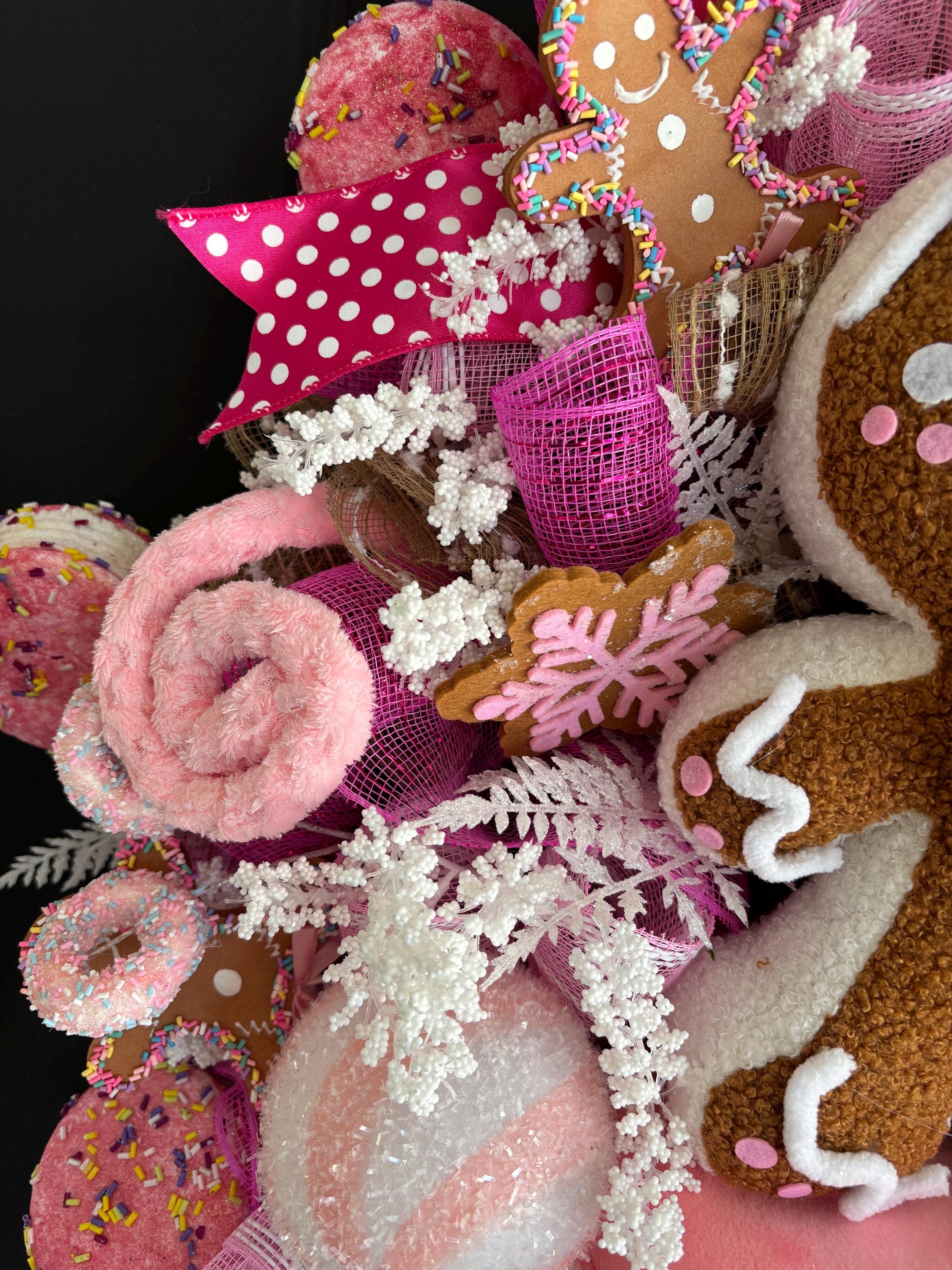 Gingerbread Candyland Christmas Wreath, Holiday Front Door Decor - Etsy
