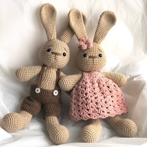 Bunny toys for boys and girls Cute knitted bunny toy gift idea for twins brother sister gift