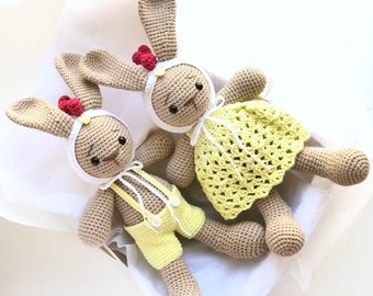 Bunny toy 1st Easter gift Soft toy Chick costumed crochet bunny  baby toy