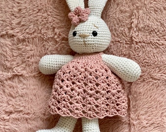 MOM TO BE girl Bunny toy stuffed animal knitted bunny girl nursery toy knit doll clothing