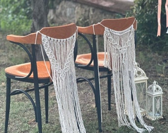 Macrame for Wedding Chair Decor, 2 Wedding Chair Back, Rustic Boho Wedding Chair Accessories