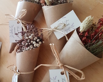 Mini Dried Flower Bouquet, Real Dried Flower, Boho Wedding Bouquet, Bridesmaid Gift, Wedding Flowers Favor Magnet