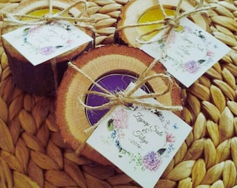 Wedding Wood Candle Holder Favor for Guest in Bulk , Custom Wedding Gift, Personalized Wedding Party Favors Wood Tealight Holder