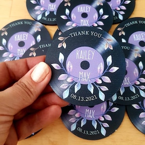 Wooden Magnets Save The Date, Wooden Record Plak Wedding Gift, Thank you gift for guest, Round Wooden Cd Wedding Magnets