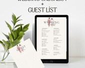 Digital Simple Wedding Checklist and Guest List- Printable Wedding Planning Checklist