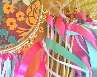 50 Wedding Ribbon Wands with Bells-Wedding Send off Wands With Bells-Wedding Farewell Ribbon