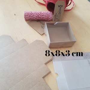 Caja de regalo artesanal con tapa de acetato transparente, caja de regalo de boda, joyero, caja de favores, caja artesanal de 8x8x3 cm /5×5×5 cm/10x10x3 cm/12x12x3 cm