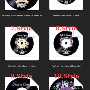 Wooden Magnets Save The Date, Wooden Record Plak Wedding Gift, Thank you gift for guest, Round Wooden Cd Wedding Magnets image 7